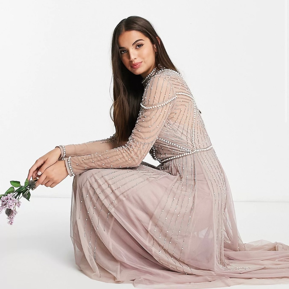 ASOS DESIGN PEARL EMBELLISHED MAXI DRESS